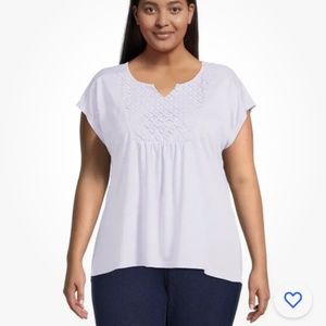 RealSize Women’s Plus Lavender Crochet Bib Tunic Top Size 3X NEW